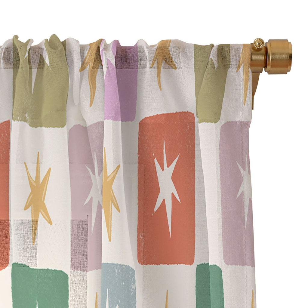 LouBruzzoni Retro Star Block Pattern Sheer Non Repeat