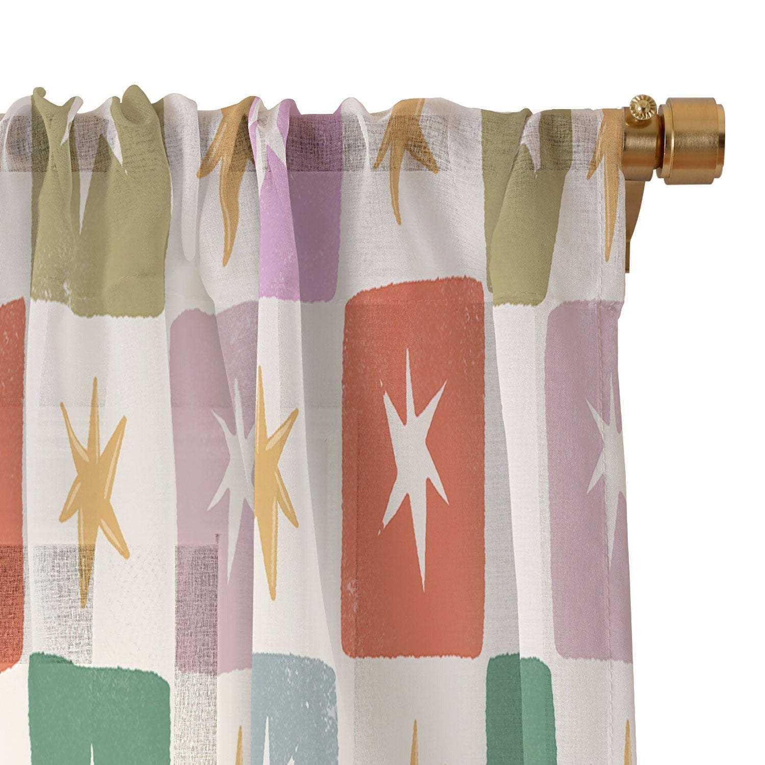LouBruzzoni Retro Star Block Pattern Sheer Non Repeat
