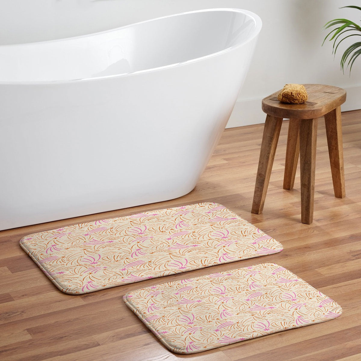 Little Om Pattern Shooting Stars cream Memory Foam Bath Mat