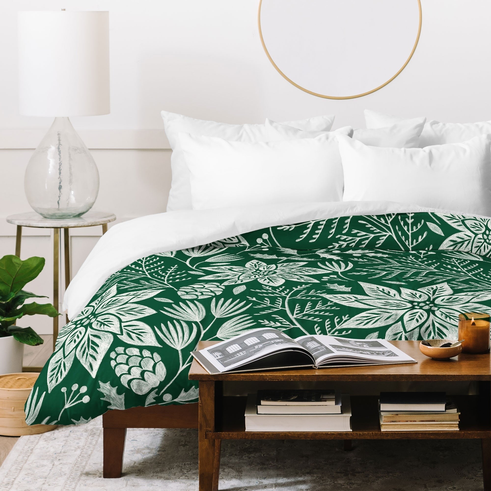 Pimlada Phuapradit Christmas Poinsettia Duvet Cover