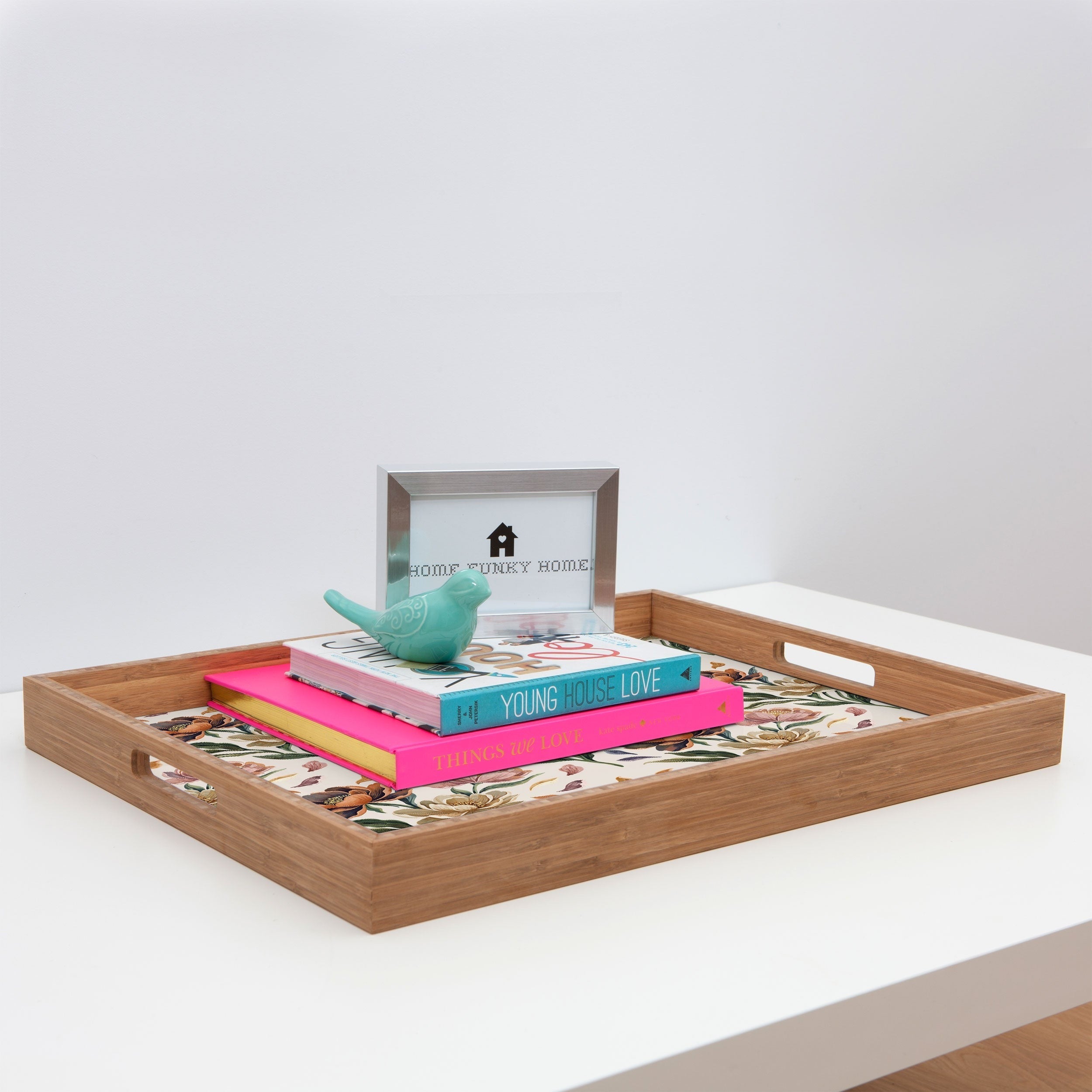Marta Barragan Camarasa Hand Painted Peony Florals Rectangular Tray