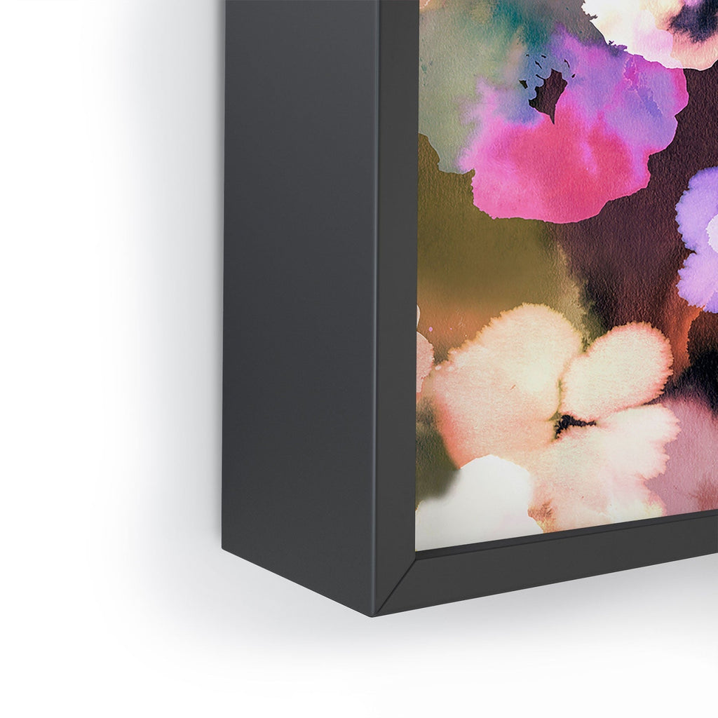 Ninola Design Botanic Retreat Ombre Abstract Watercolor Flowers Pink gold Framed Mini Art Print