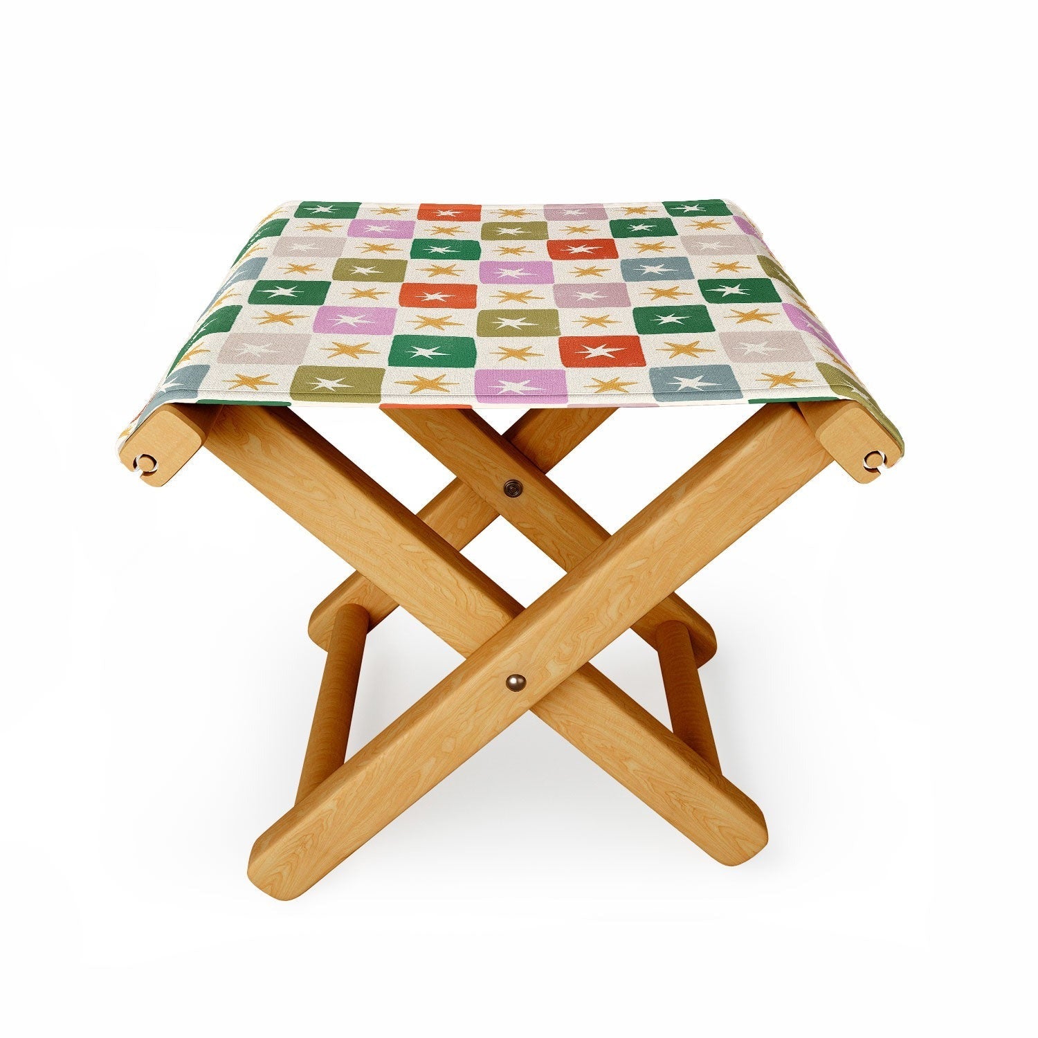 LouBruzzoni Retro Star Block Pattern Folding Stool