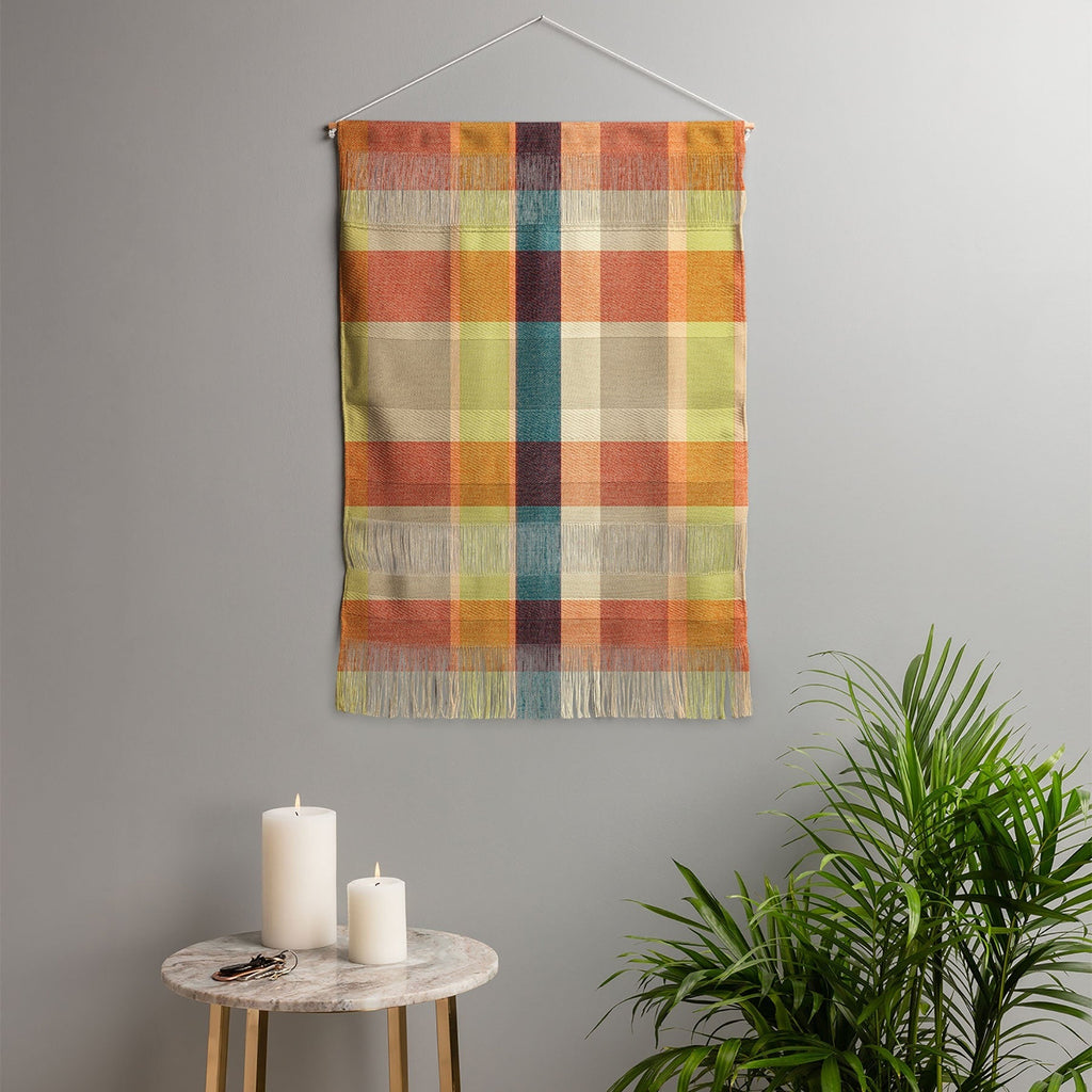 Marta Barragan Camarasa Retro Picnic Plaid Warm Tones Wall Hanging Portrait