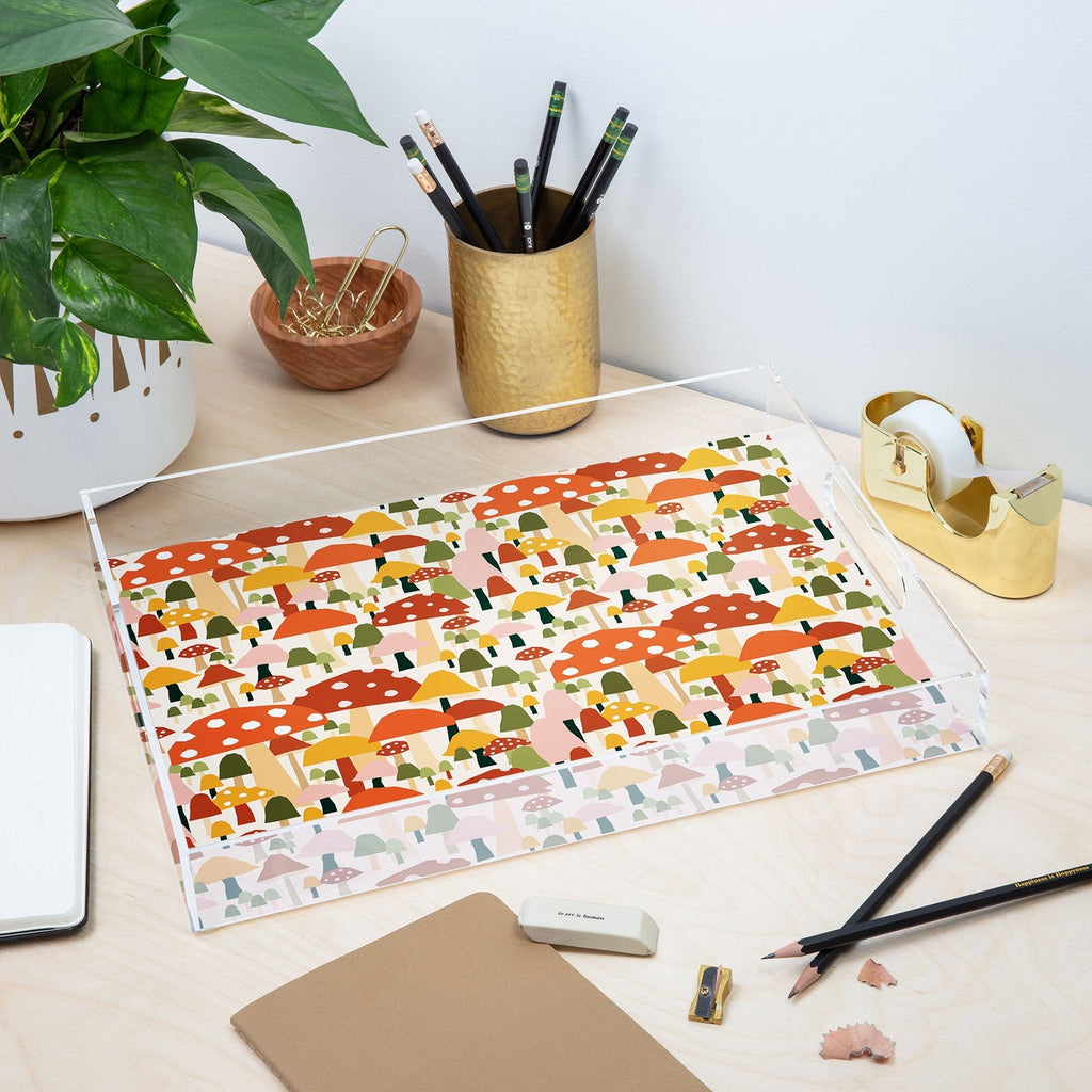 Valeria Frustaci autumnal mushrooms Acrylic Tray