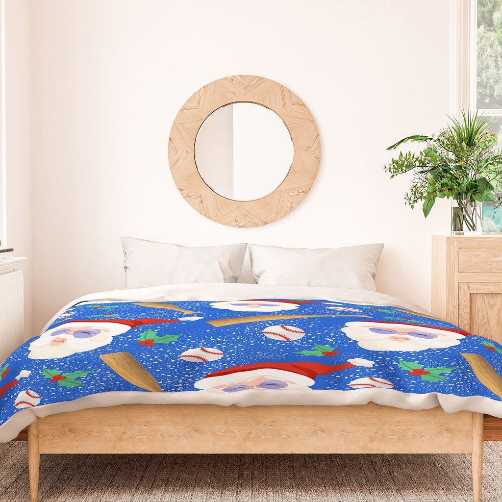 Design by Spark Sporty Baseball Santa Duvet Cover
