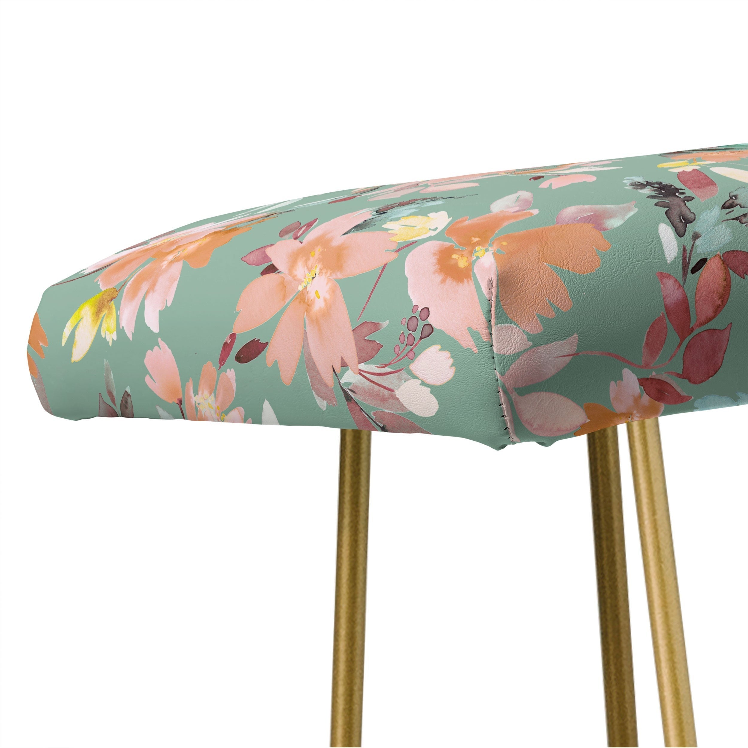 Ninola Design Botanic Retreat Floral Oleander Whimsical Teal Green Bench