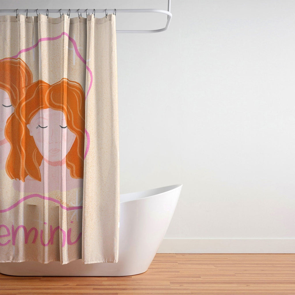 Little Om Zodiac Signs Gemini Shower Curtain