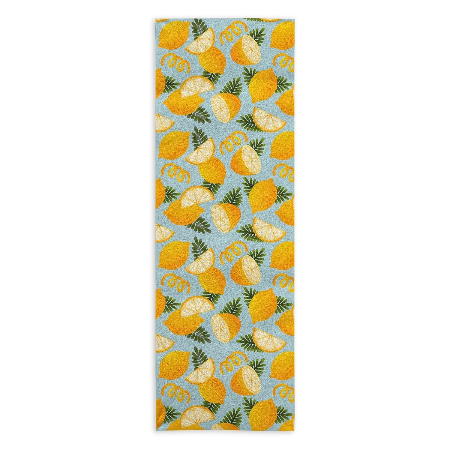 Jessica Molina Lemon Pattern on Sky Blue Yoga Towel