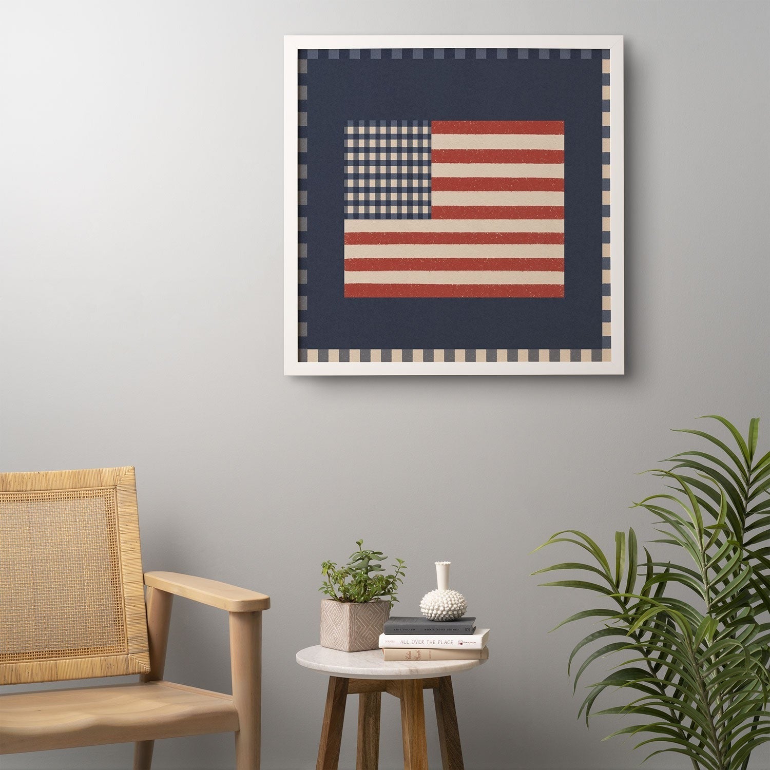 DENY Designs Gingham Flag Framed Wall Art