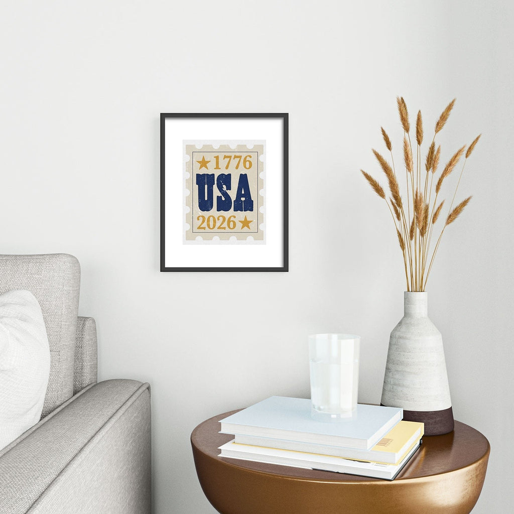 DENY Designs USA Stamp Metal Framed Art Print