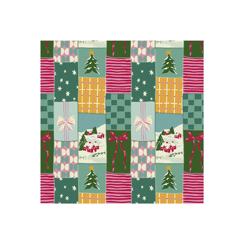 LouBruzzoni Cozy Christmas Patchwork Art Print