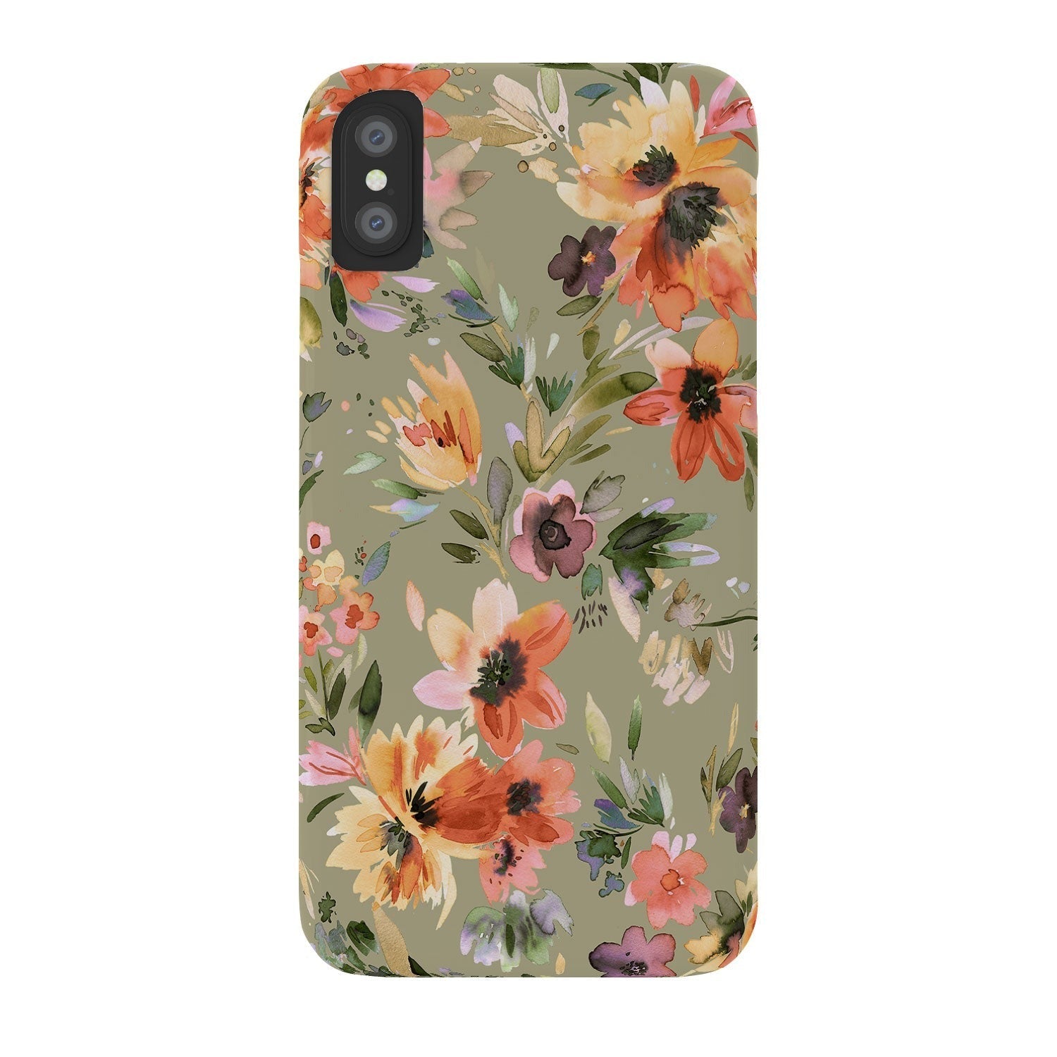 Ninola Design Botanic Retreat Painterly Tropical Flowers Sage Green Phone Case