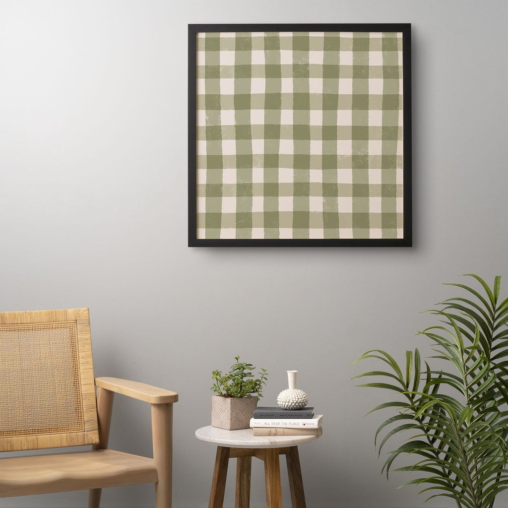 Menina Lisboa Rustic Green Plaid Framed Wall Art