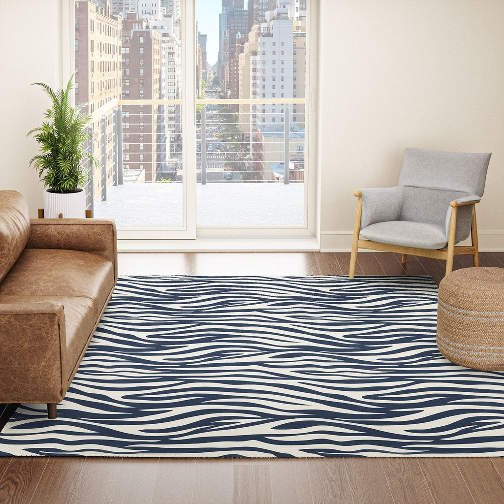 Avenie BR Navy Tiger Stripes Area Rug