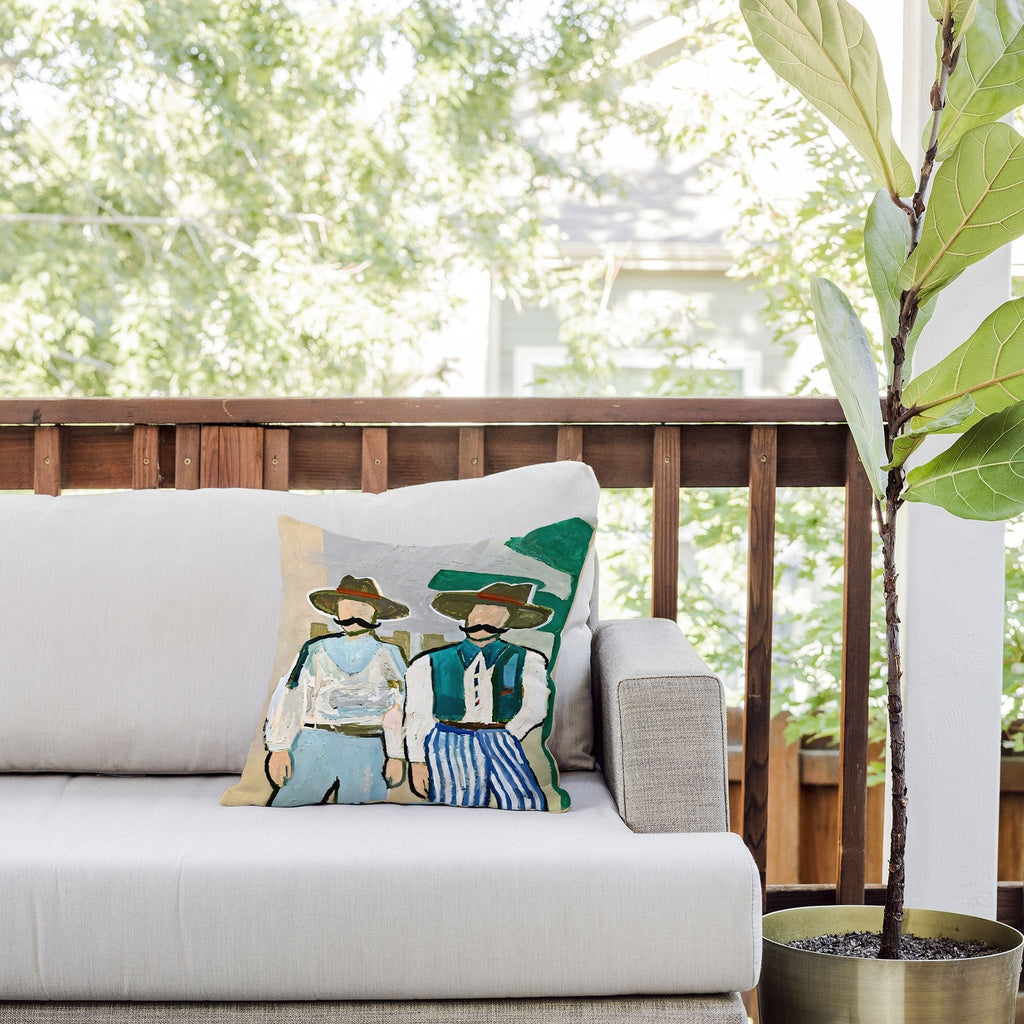 83 Oranges Side By Side Cowboy Edition Outdoor Throw Pillow
