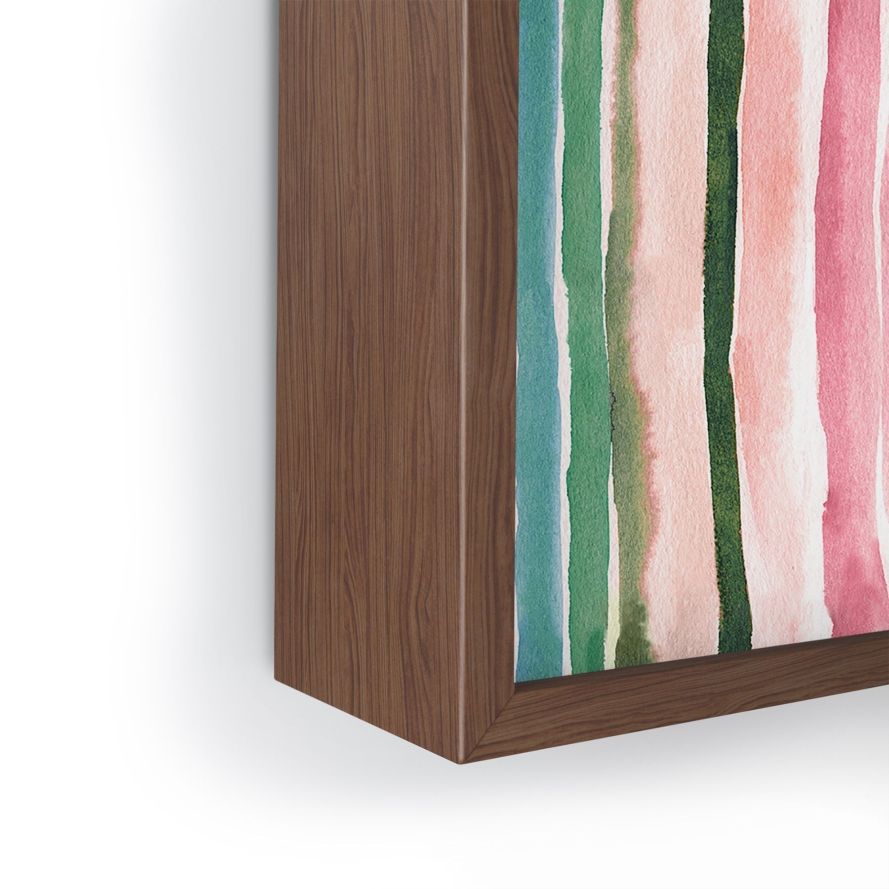 Ninola Design Botanic Retreat Watercolor Stripes Green Orange Red Framed Mini Art Print
