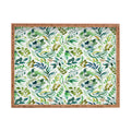 Ninola Design Botanic Retreat Loose Botanical Leaves Watercolor Green Rectangular Tray