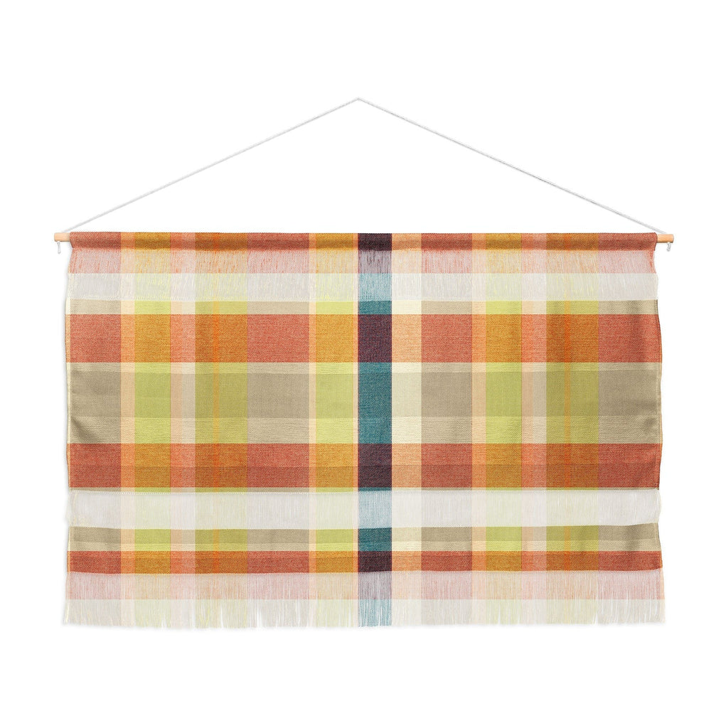 Marta Barragan Camarasa Retro Picnic Plaid Warm Tones Wall Hanging Landscape
