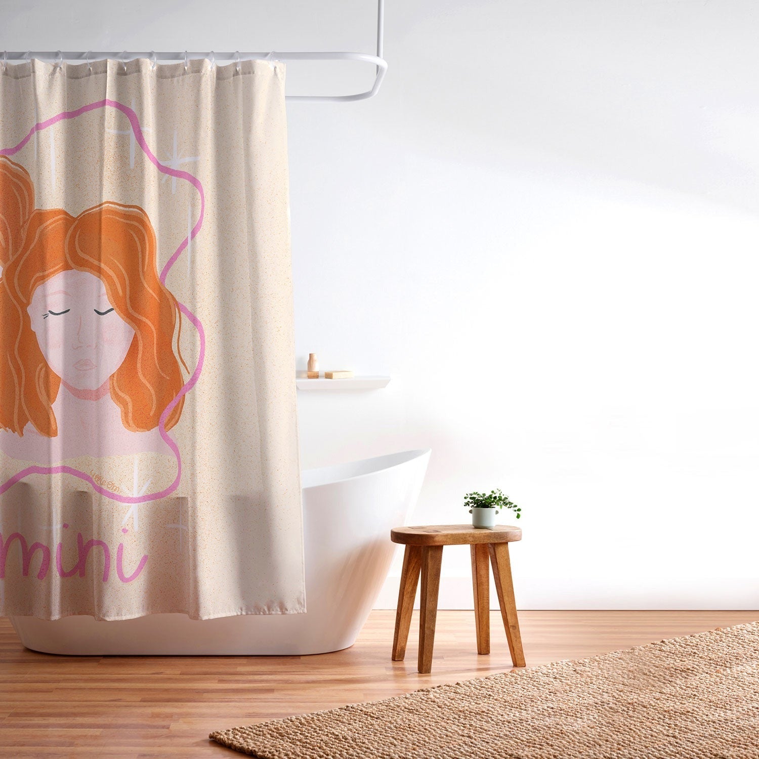 Little Om Zodiac Signs Gemini Shower Curtain