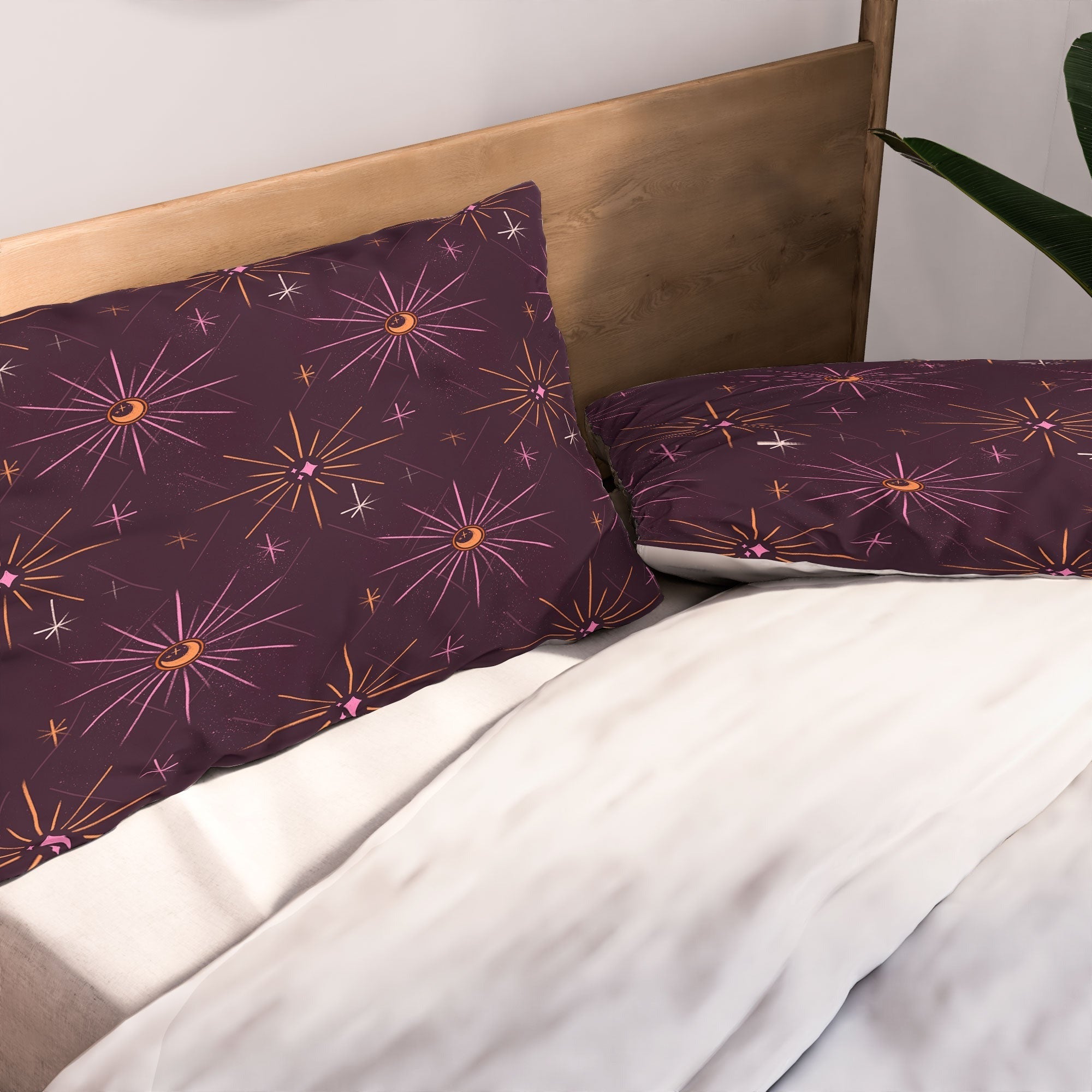 Little Om Pattern Little Moon plum Pillow Shams