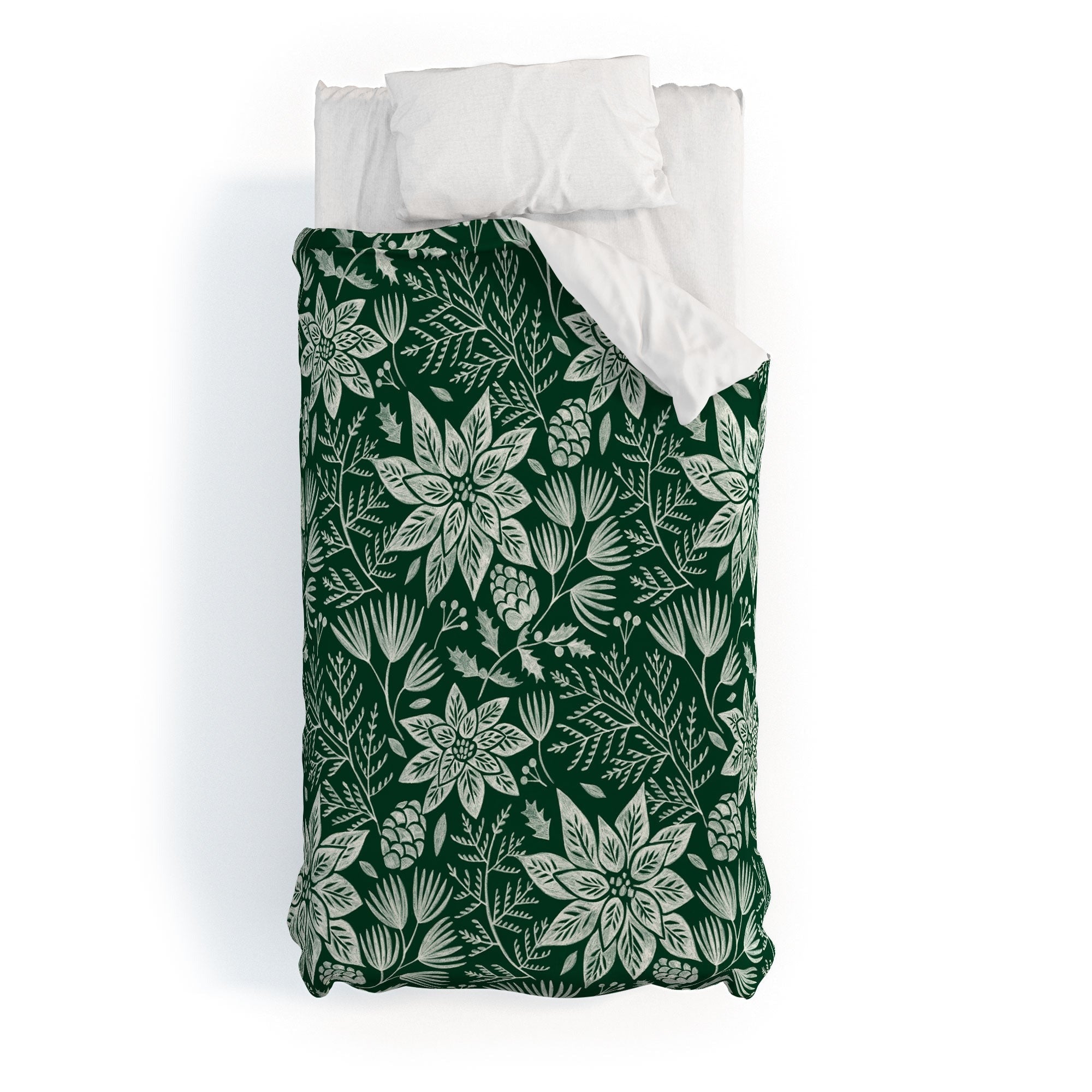 Pimlada Phuapradit Christmas Poinsettia Duvet Cover