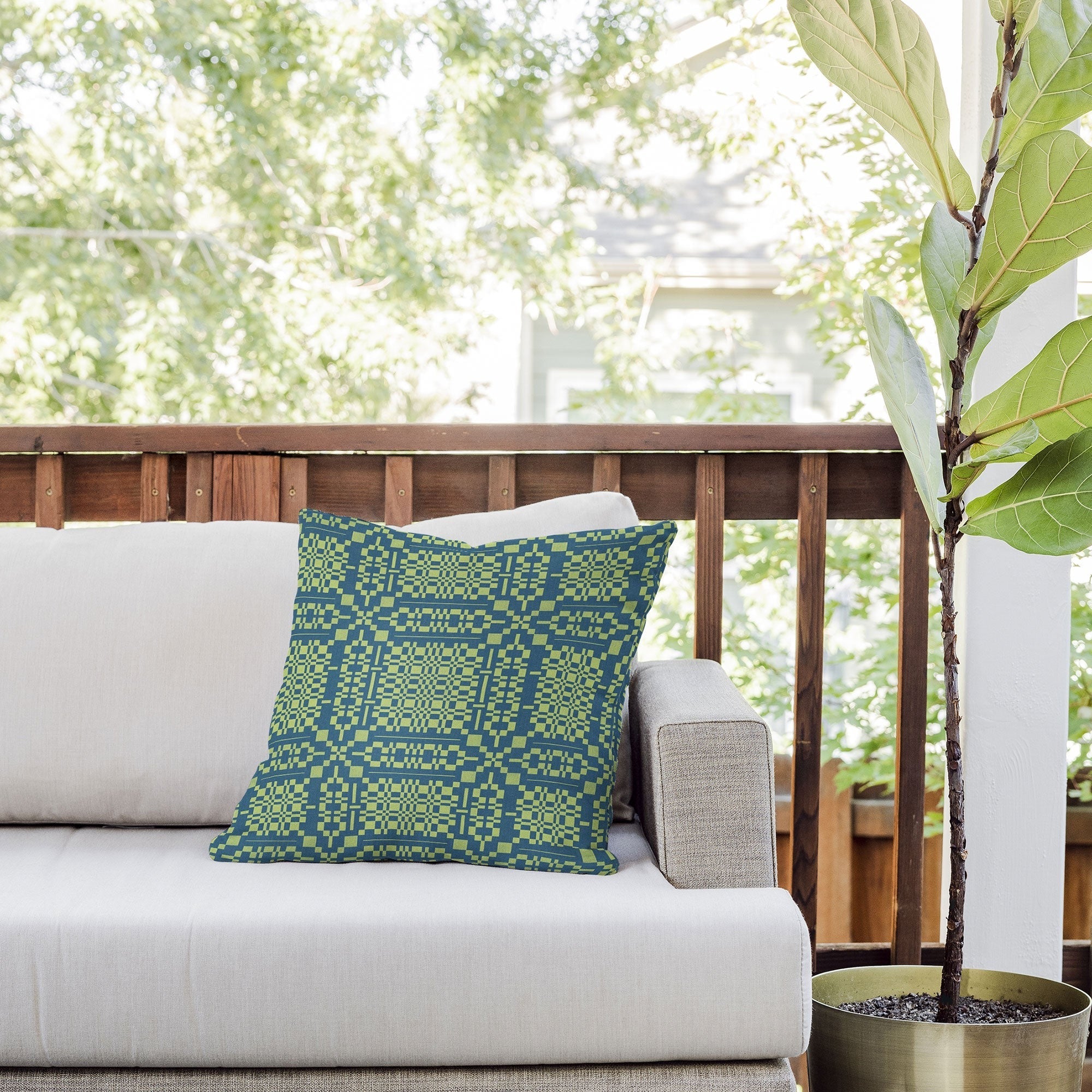 Marta Barragan Camarasa Nostalgic Grid Design Outdoor Throw Pillow