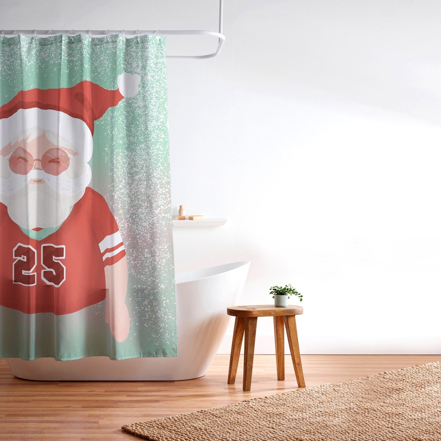 Design by Spark Sporty Football Santa Shower Curtain