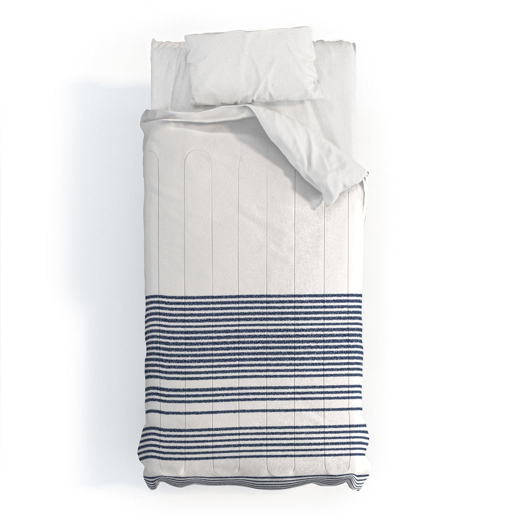 Kierkegaard Design Studio organic stripes naut navy blue and white Comforter
