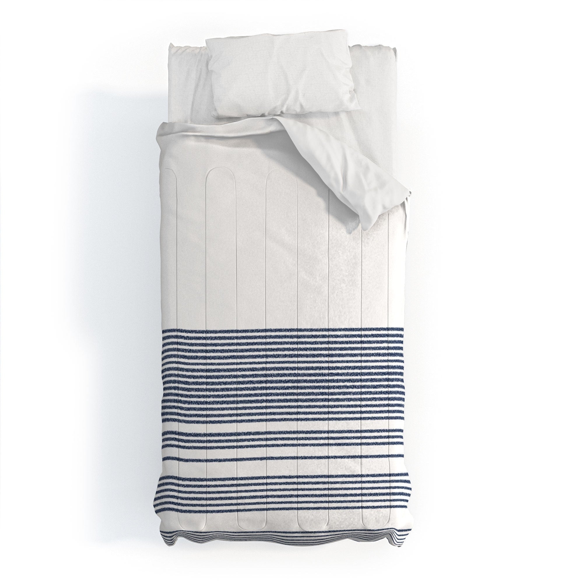 Kierkegaard Design Studio organic stripes naut navy blue and white Comforter