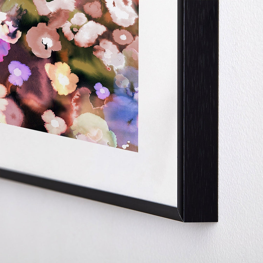 Ninola Design Botanic Retreat Ombre Abstract Watercolor Flowers Pink gold Metal Framed Art Print
