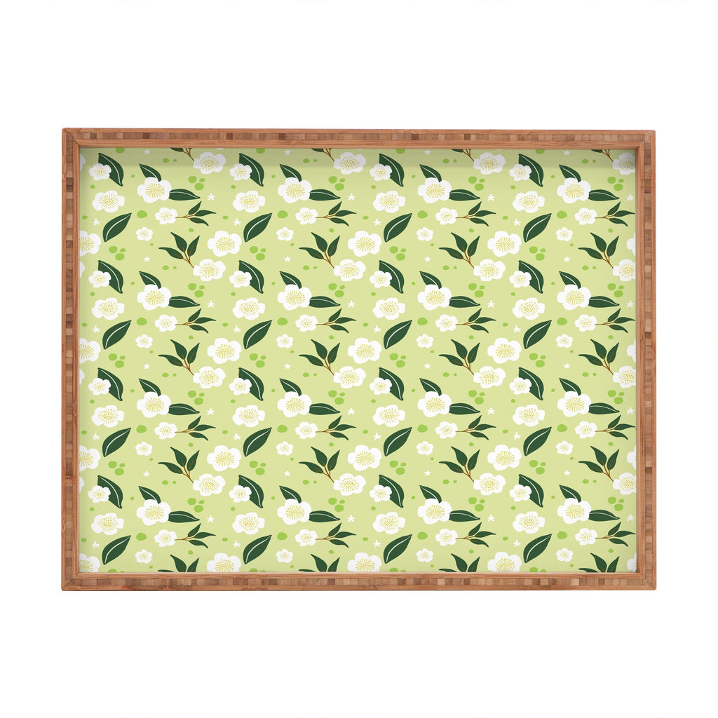 Design by Spark Matcha Tea Florals Rectangular Tray
