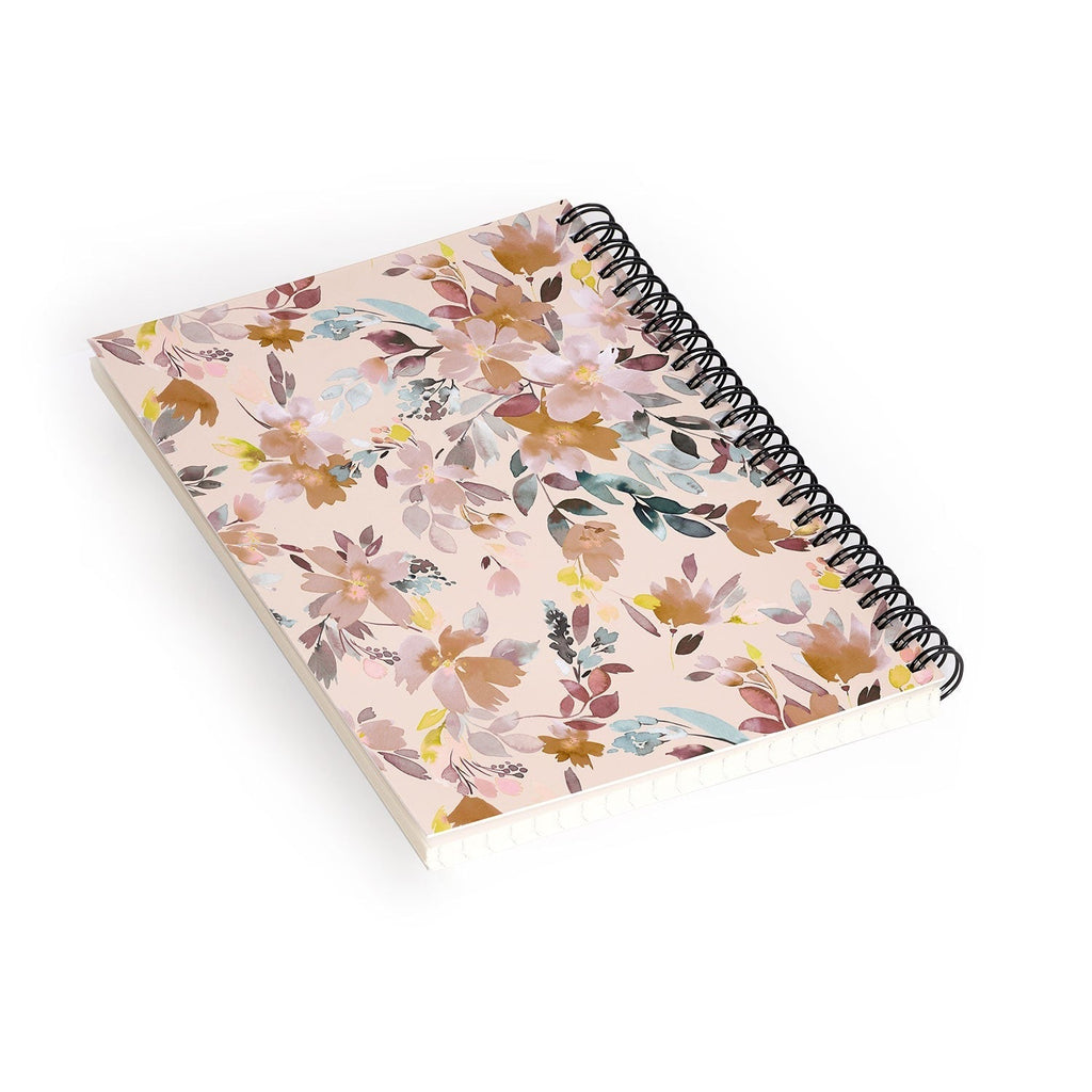 Ninola Design Botanic Retreat Floral Oleander Whimsical Soft Pink Spiral Notebook
