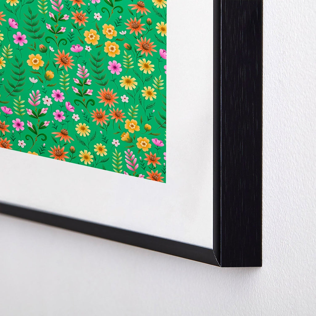 Pimlada Phuapradit Ditsy Spring Floral Green Metal Framed Art Print