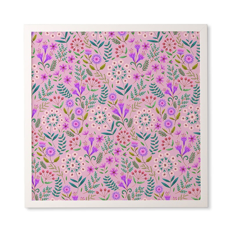 Pimlada Phuapradit Ditsy Purple Floral Half Drop Framed Wall Art