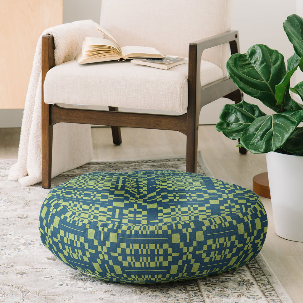 Marta Barragan Camarasa Nostalgic Grid Design Floor Pillow Round