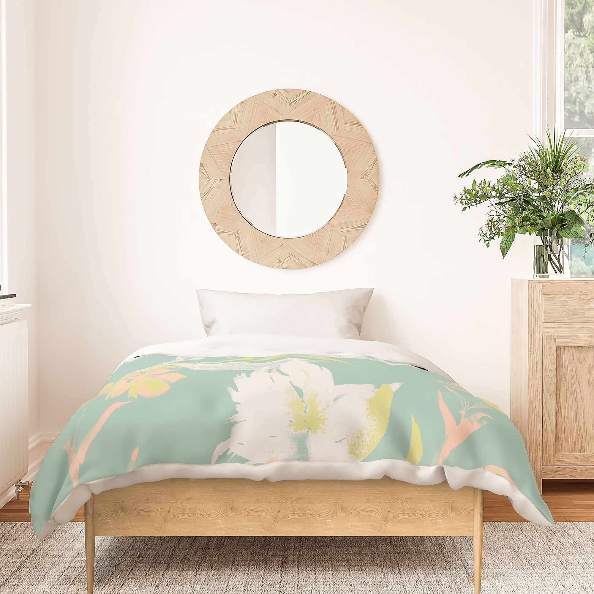 Gabriela Fuente Emma Floral Mint Duvet Cover