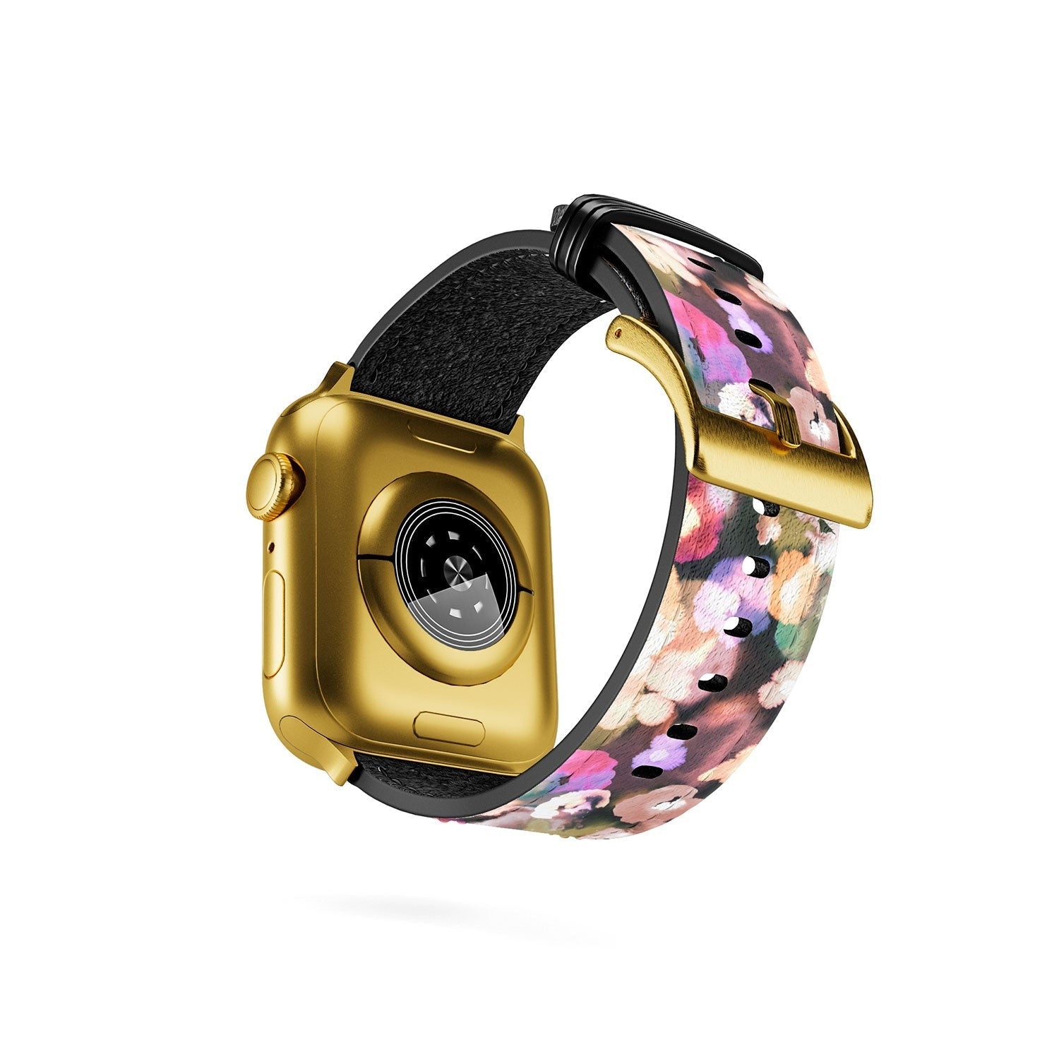 Ninola Design Botanic Retreat Ombre Abstract Watercolor Flowers Pink gold Apple Watch Band
