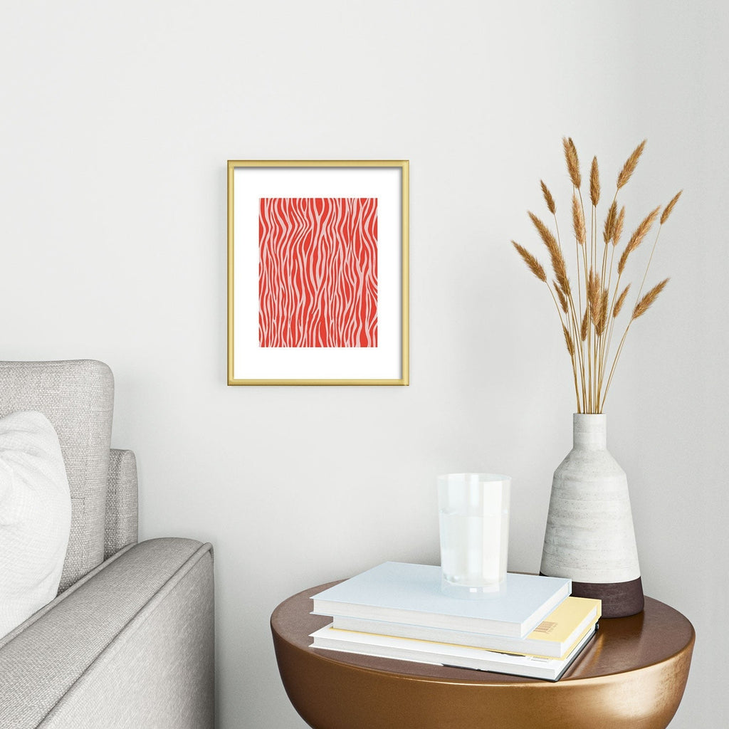 Avenie BR Red Zebra Stripe Metal Framed Art Print