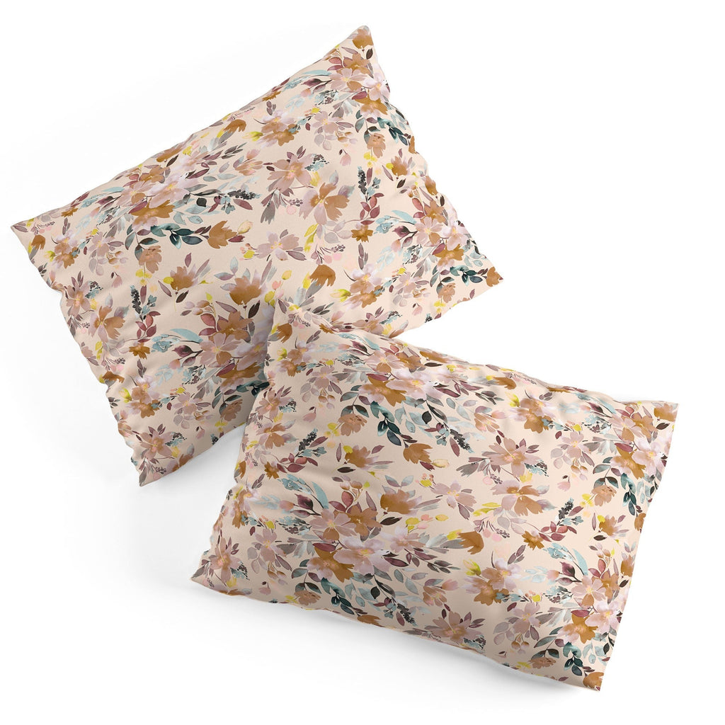 Ninola Design Botanic Retreat Floral Oleander Whimsical Soft Pink Pillow Shams
