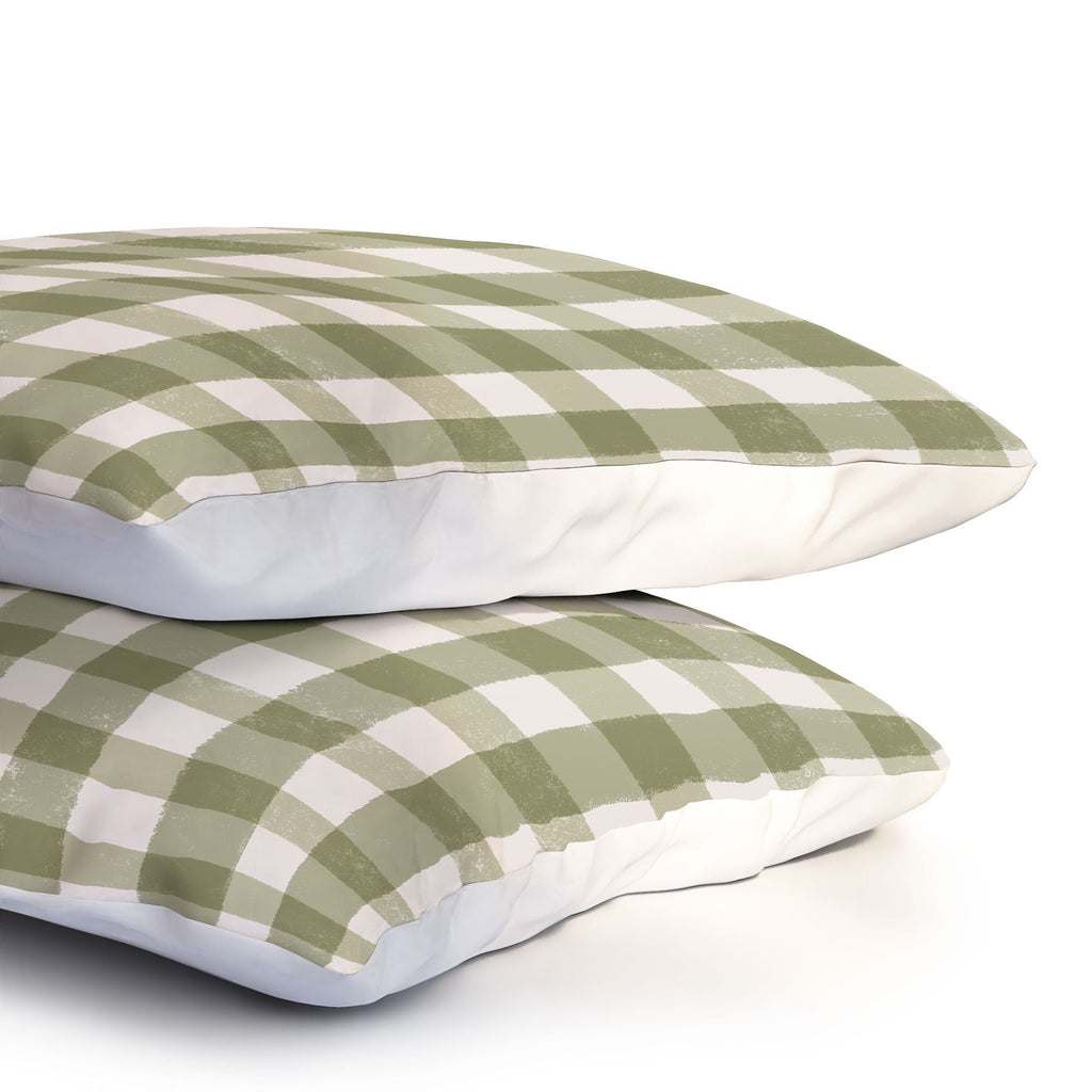 Menina Lisboa Rustic Green Plaid Pillow Shams