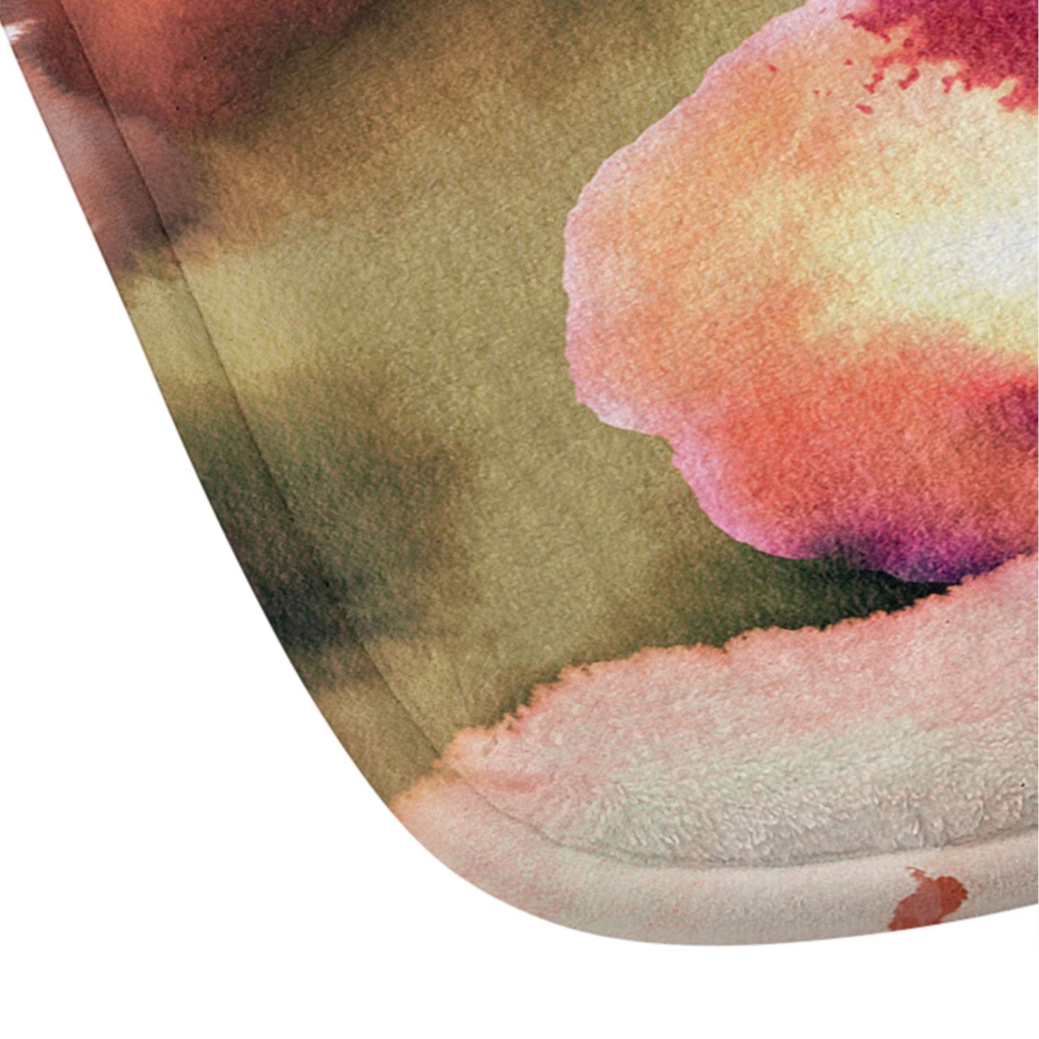 Ninola Design Botanic Retreat Ombre Abstract Watercolor Flowers Pink gold Memory Foam Bath Mat