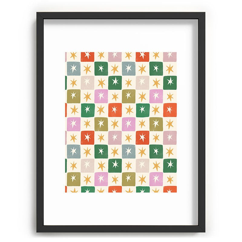 LouBruzzoni Retro Star Block Pattern Recessed Framing Rectangle