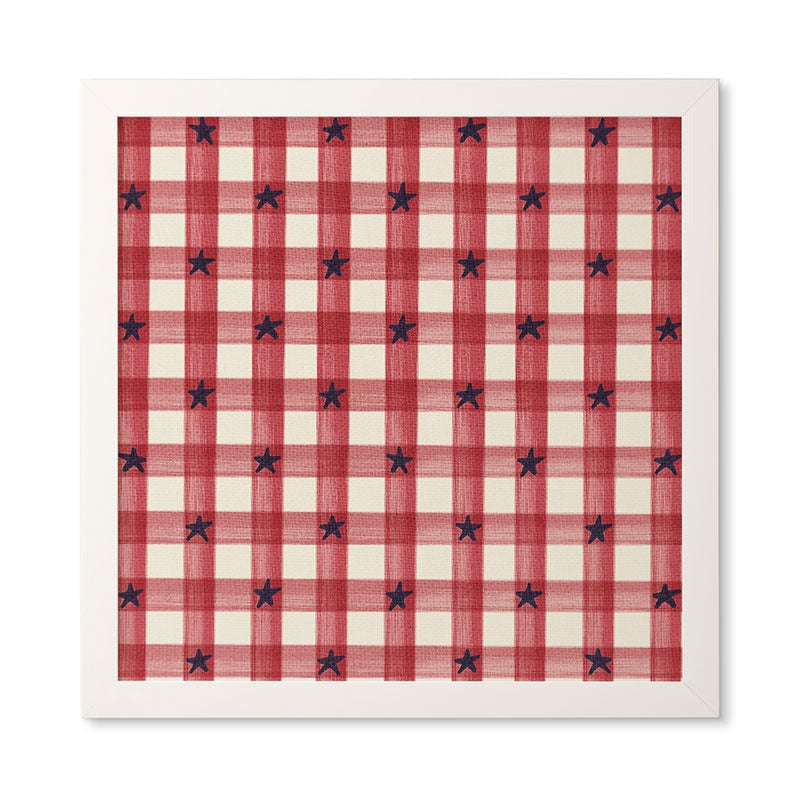 DENY Designs Red Gingham plus Stars Framed Wall Art