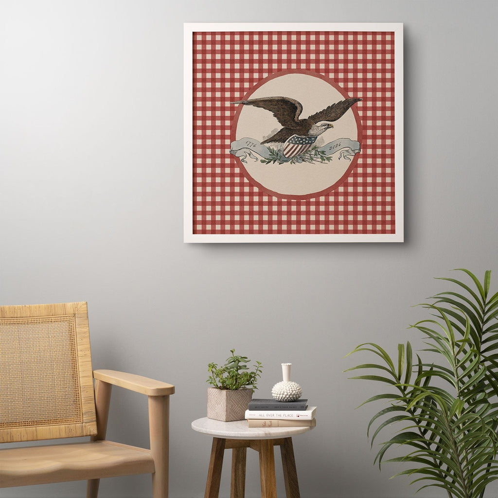 DENY Designs Gingham Eagle Framed Wall Art