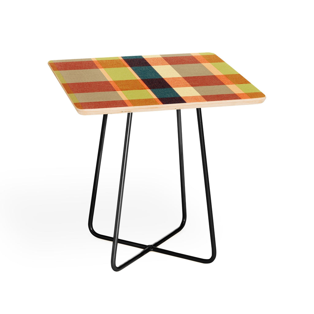 Marta Barragan Camarasa Retro Picnic Plaid Warm Tones Side Table