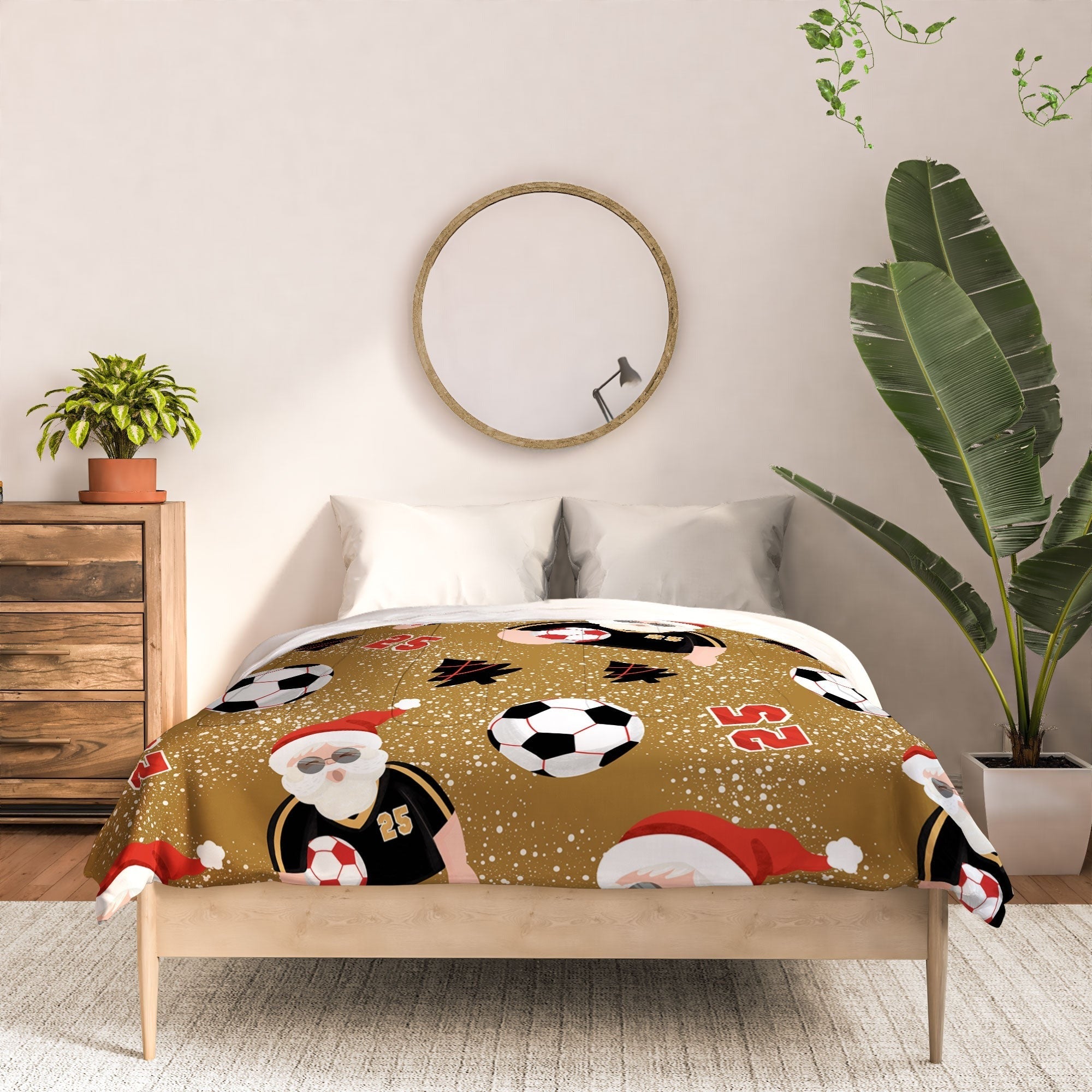 Design by Spark Sporty Soccer Santa Holiday Comforter