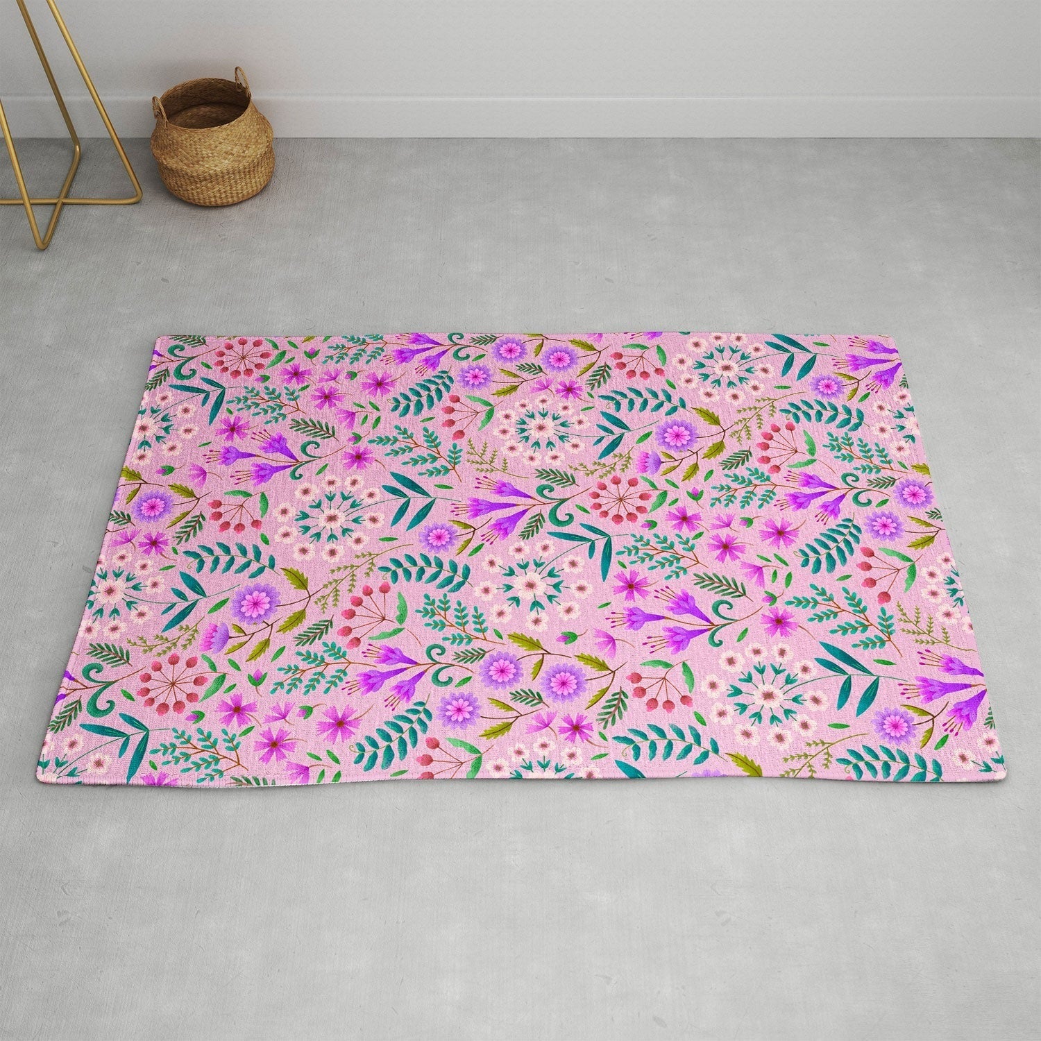 Pimlada Phuapradit Ditsy Purple Floral Half Drop Area Rug