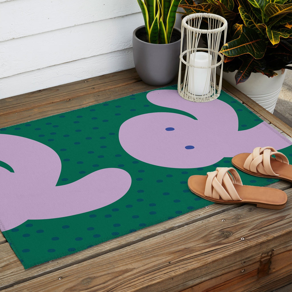 Camilla Foss Pebbles and Rabbit Outdoor Rug