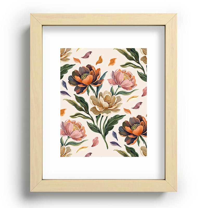 Marta Barragan Camarasa Hand Painted Peony Florals Recessed Framing Rectangle